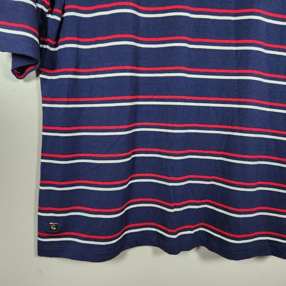 Lauren Ralph Lauren Shirt Womens XL Blue Mock Neck Striped Jersey Top Blouse - Picture 6 of 11